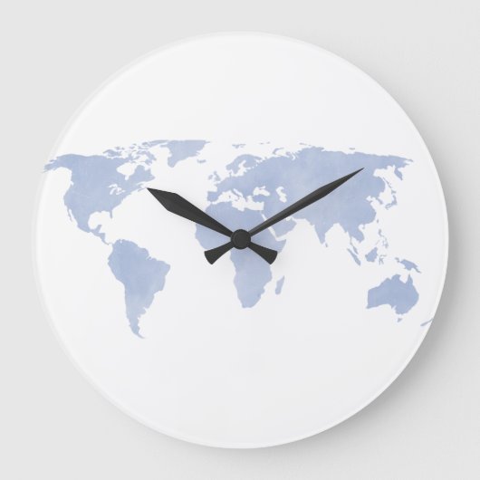 Horloge murale bleue de carte du monde de sérénité (Recto)