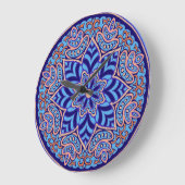 Horloge murale bleue de mandala (Angle)
