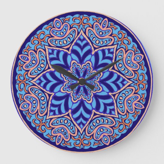 Horloge murale bleue de mandala (Recto)