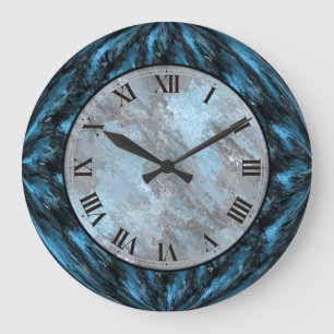 Horloge murale bleue de marbre de Faux de saphir