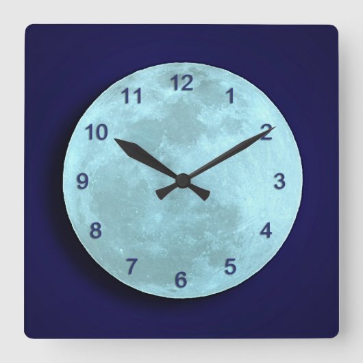 Horloge murale bleue de Pleine lune (Recto)