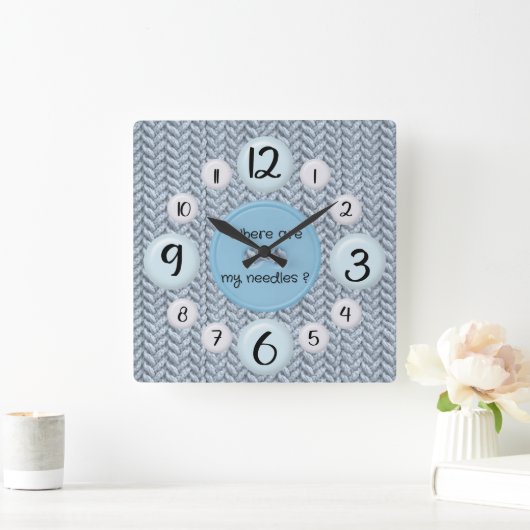 Horloge murale bleue pour les amateurs de tricots (Maison)