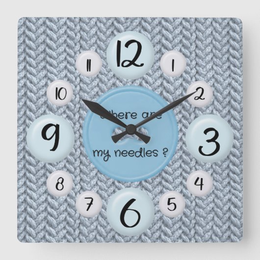 Horloge murale bleue pour les amateurs de tricots (Recto)