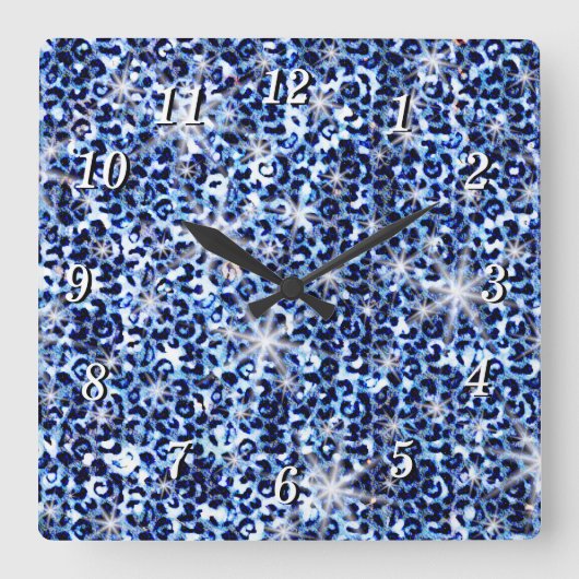 Horloge murale Blue Cheetah Sparkles (Recto)