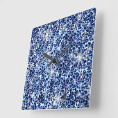 Horloge murale Blue Cheetah Sparkles (Angle)