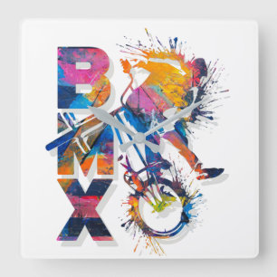Horloge murale Bmx colorée