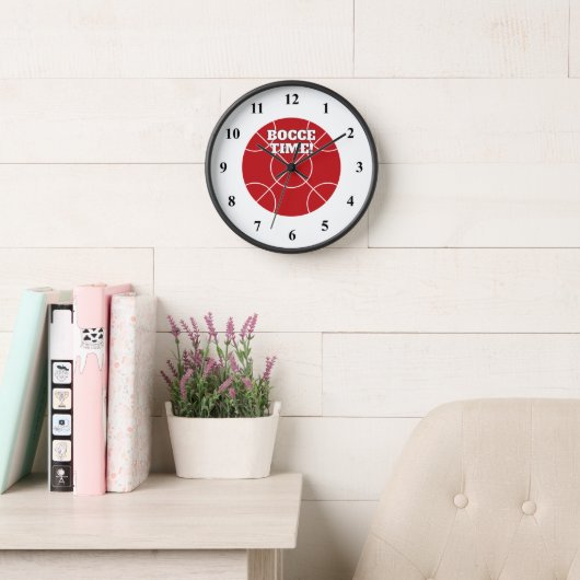 Horloge murale Bocce Rouge avec texte personnalisé (Salle de lecture)