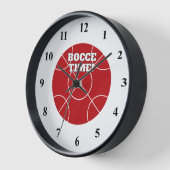 Horloge murale Bocce Rouge avec texte personnalisé (Angle)