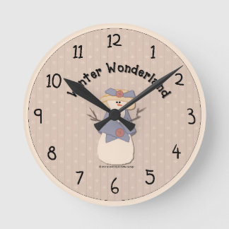 Horloge murale bonhomme de neige de campagne