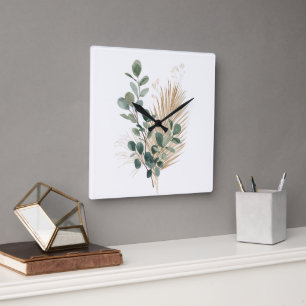 Horloge murale botanique naturelle minimale Boho