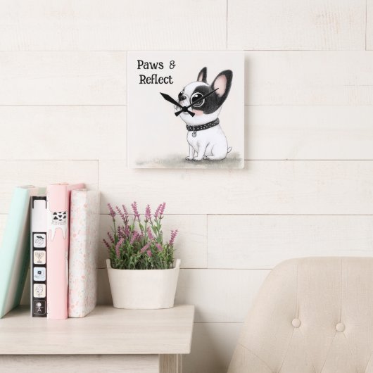 Horloge murale Bouledogue français Paws & Reflect (Salle de lecture)