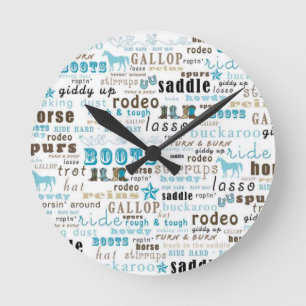 Horloge murale Brown de Teal d'art occidental de
