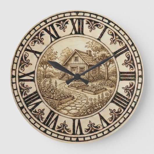 Horloge murale Cabane et Jardin (Recto)