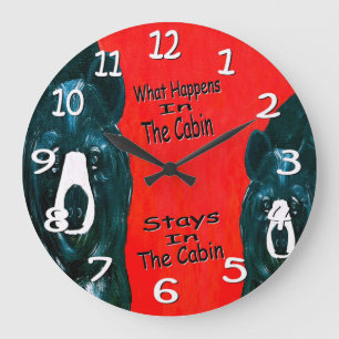Horloge murale cabine ours noir