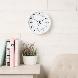 Horloge murale, cadre blanc rond de 10 pouces en b