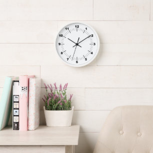 Horloge murale, cadre en bois blanc rond 25 cm