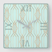 Horloge murale Carré Art Déco Gold Pastel Blue Sha (Recto)