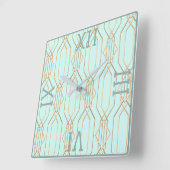 Horloge murale Carré Art Déco Gold Pastel Blue Sha (Angle)