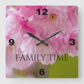 Horloge murale carré Avec De Belles Fleurs Roses (Recto)