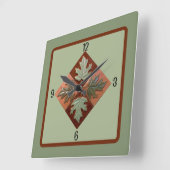 Horloge murale carré avec Feuilles d'érable (Angle)