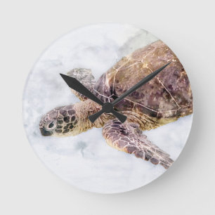 Horloge murale Carré de la tortue de mer hawaïen