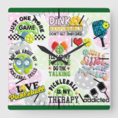 Horloge murale Carré de Pickleball Time (Recto)