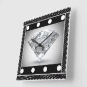 Horloge murale Carré/Diamant et Pois (Angle)