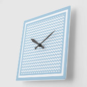 Horloge murale Carré élégante, Chevrons Bleu et Bl (Angle)