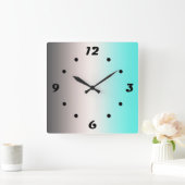 Horloge murale Carré gris turquoise (Maison)