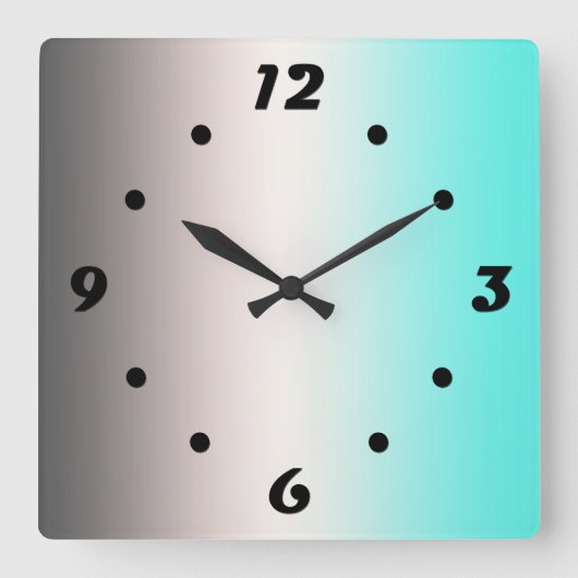 Horloge murale Carré gris turquoise (Recto)