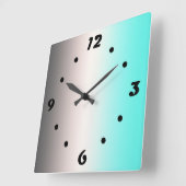 Horloge murale Carré gris turquoise (Angle)