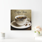 Horloge murale carré/heure du café (Maison)