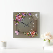 Horloge murale Carré Ladybug #2 (Maison)