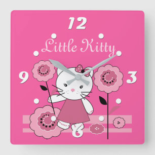 Horloge murale Carré Little Kitty