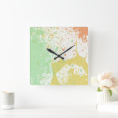 Horloge murale Carré Pastel Splatter (Maison)