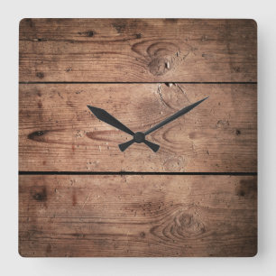 Horloge murale Carré Plannings en bois foncé