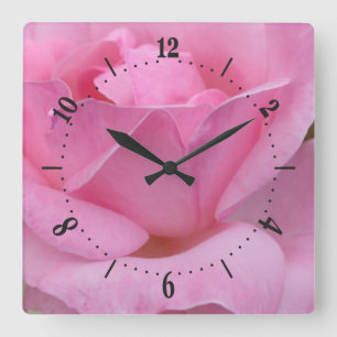 Horloge murale carré rose rose