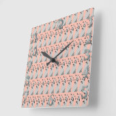 Horloge murale carré rose Scribble (Angle)