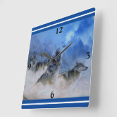 Horloge murale Carré Wolf Spirits (Angle)