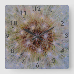 Horloge murale carrée à fleurs de pissenlit