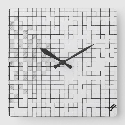 Horloge murale carrée à grille verrouillée (Recto)