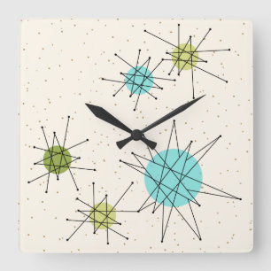 Horloge murale carrée atomique iconique de