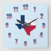 Horloge murale carrée avec fierté du Texas (Recto)
