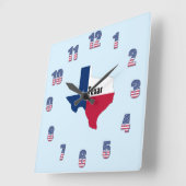 Horloge murale carrée avec fierté du Texas (Angle)