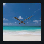 Horloge murale carrée de cadeaux orientés de plage<br><div class="desc">Cadeaux orientés de plage - grande horloge murale de carré de coutume</div>