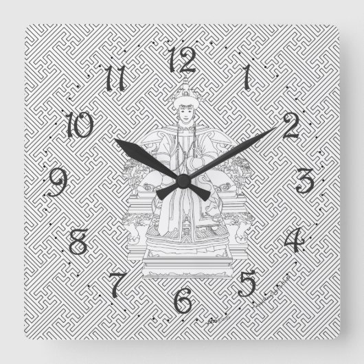 Horloge murale carrée de l'Ancêtre honorable (Recto)