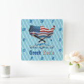 Horloge murale carrée de racines grecques (Maison)