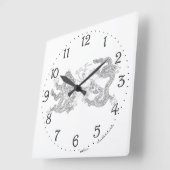 Horloge murale carrée Double Dragon chinois (Angle)