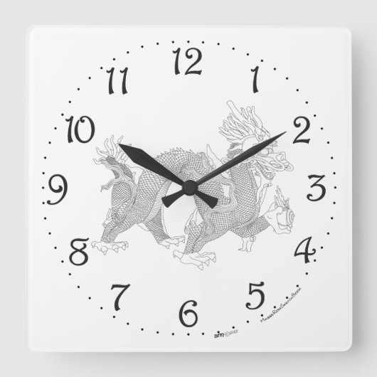 Horloge murale carrée Dragon Chinois (Recto)