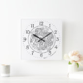 Horloge murale carrée Dragon Chinois (Maison)